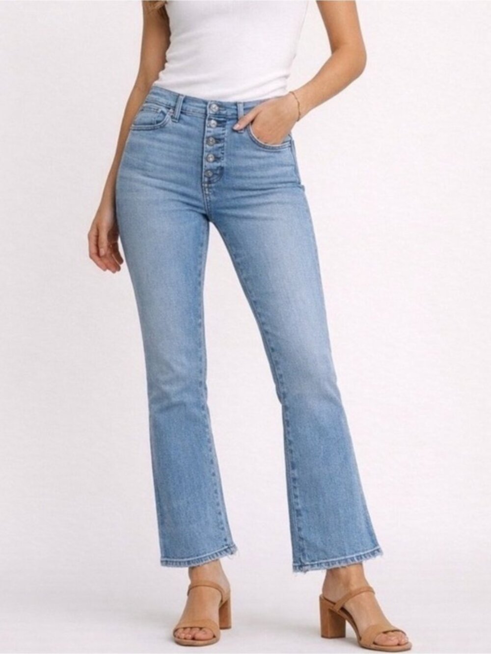 Madewell Cali Demi-Boot Button-Front Jeans | Size 25 | Light Wash